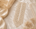 White Embroidered Neckline Lace Patch with Mirror Work
