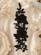 Black Guipure Glitter Patch
