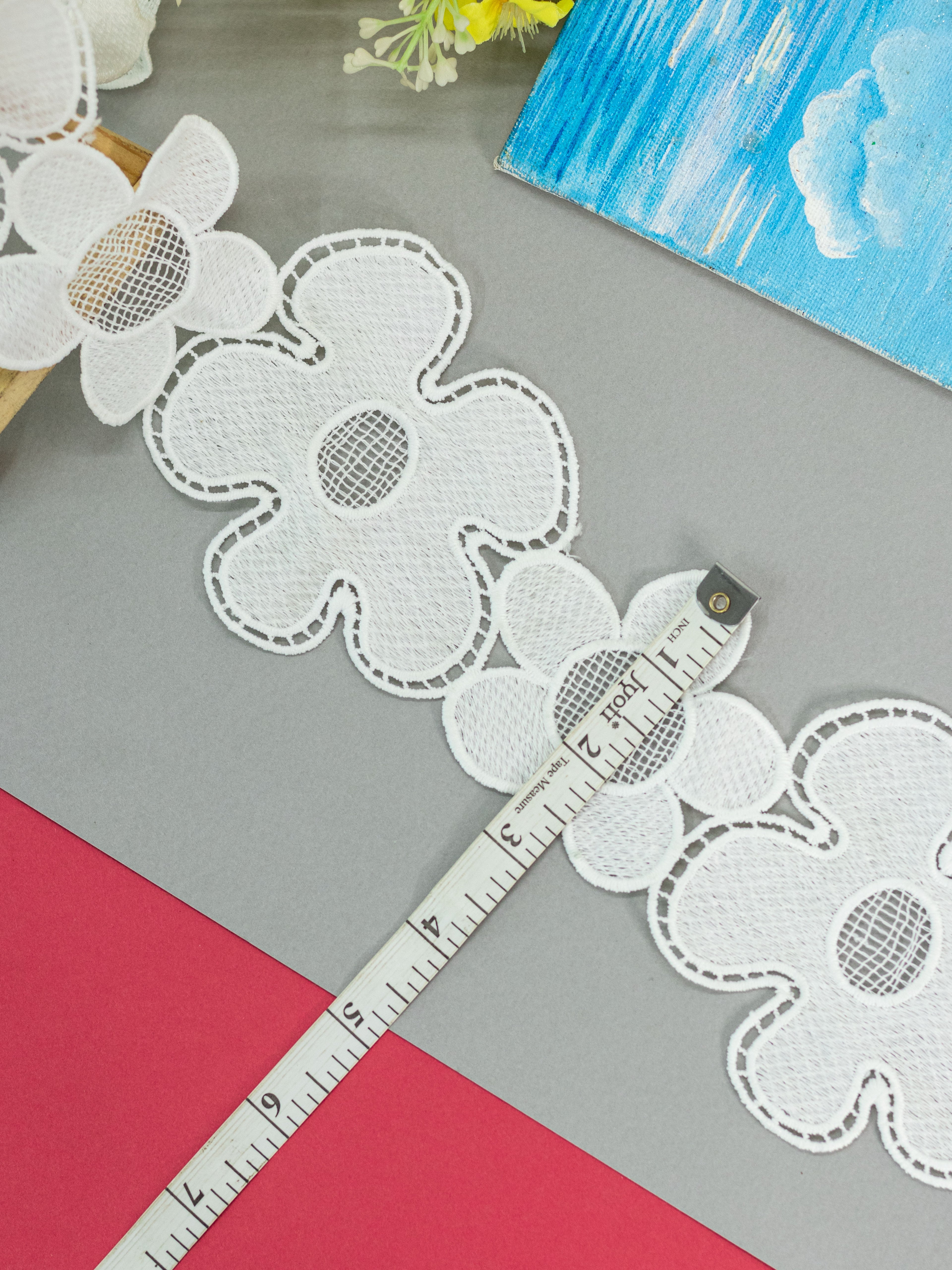 GPO Lace - Big and Small Floral motif Lace (Width - 4 inch)