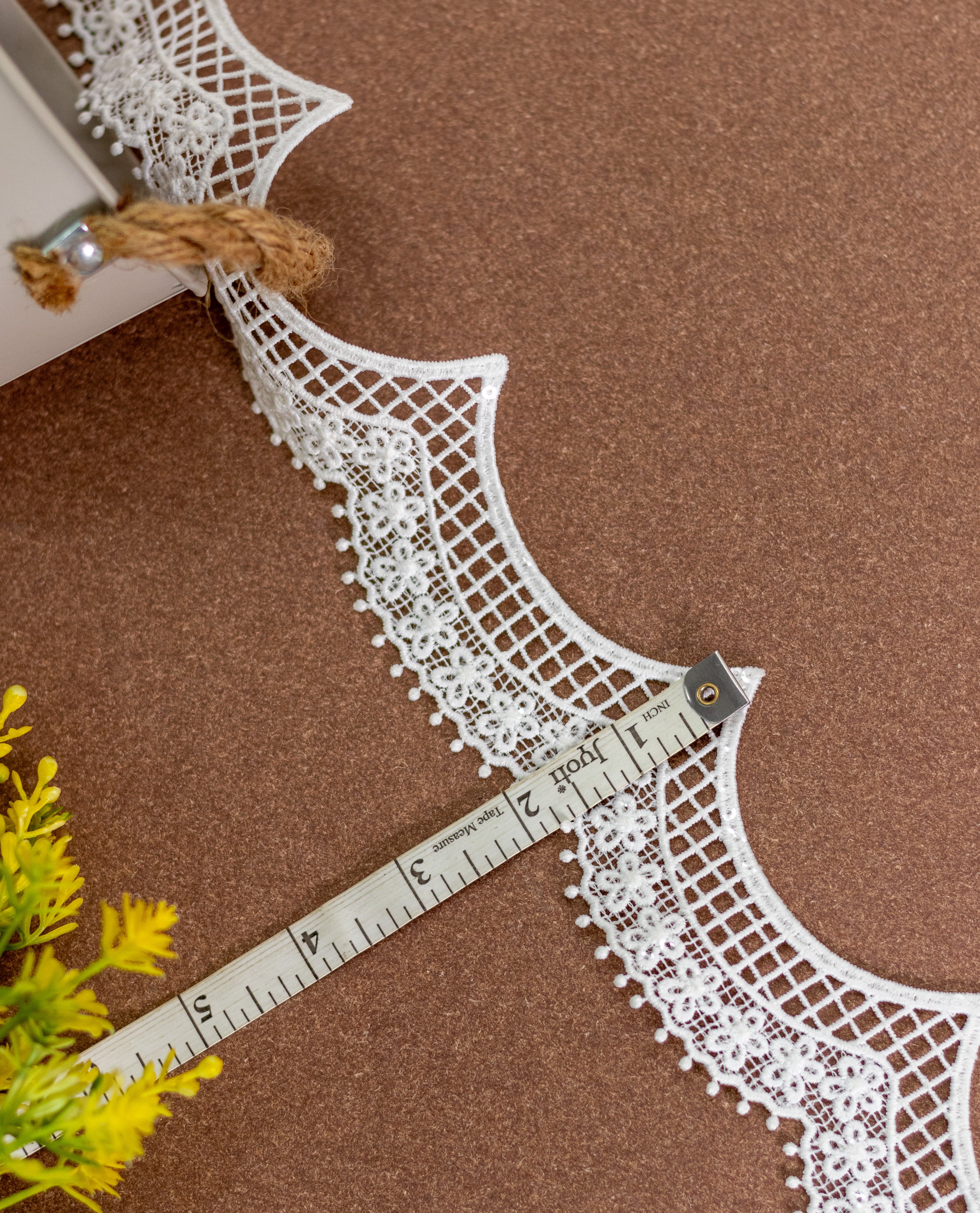 GPO Lace - Scallops with checks and sequins (Width - 2 inch)
