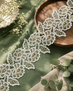 Net Lace - White/Black Cording lace with Gold Zari (Width - 5 inch)