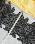 Organza Lace - Black Floral Motif Border with Sequins (Width - 7 inch)