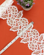 Net Lace - White/Black Cording lace with Gold Zari (Width - 5 inch)