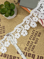 GPO Lace - Hanging Daisy Floral Motifs & Sequin Highlights  (Width - 2.5 Inch )