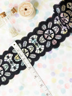 GPO Lace - Floral Cutwork Black Insertion Lace (Width - 3 inch)