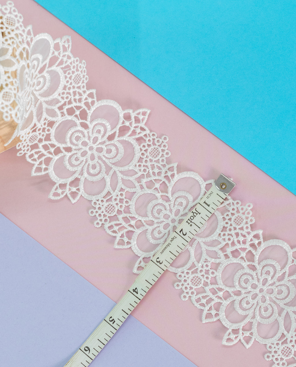 Organza Lace - Cutwork Floral motifs organza lace (Width - 3.5 inch)