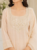 Ivory Embroidered Kurti Front Neck Panel with Sequin & Thread Work