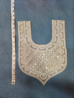 Ivory Embroidered Kurti Front Neck Panel with Sequin & Thread Work