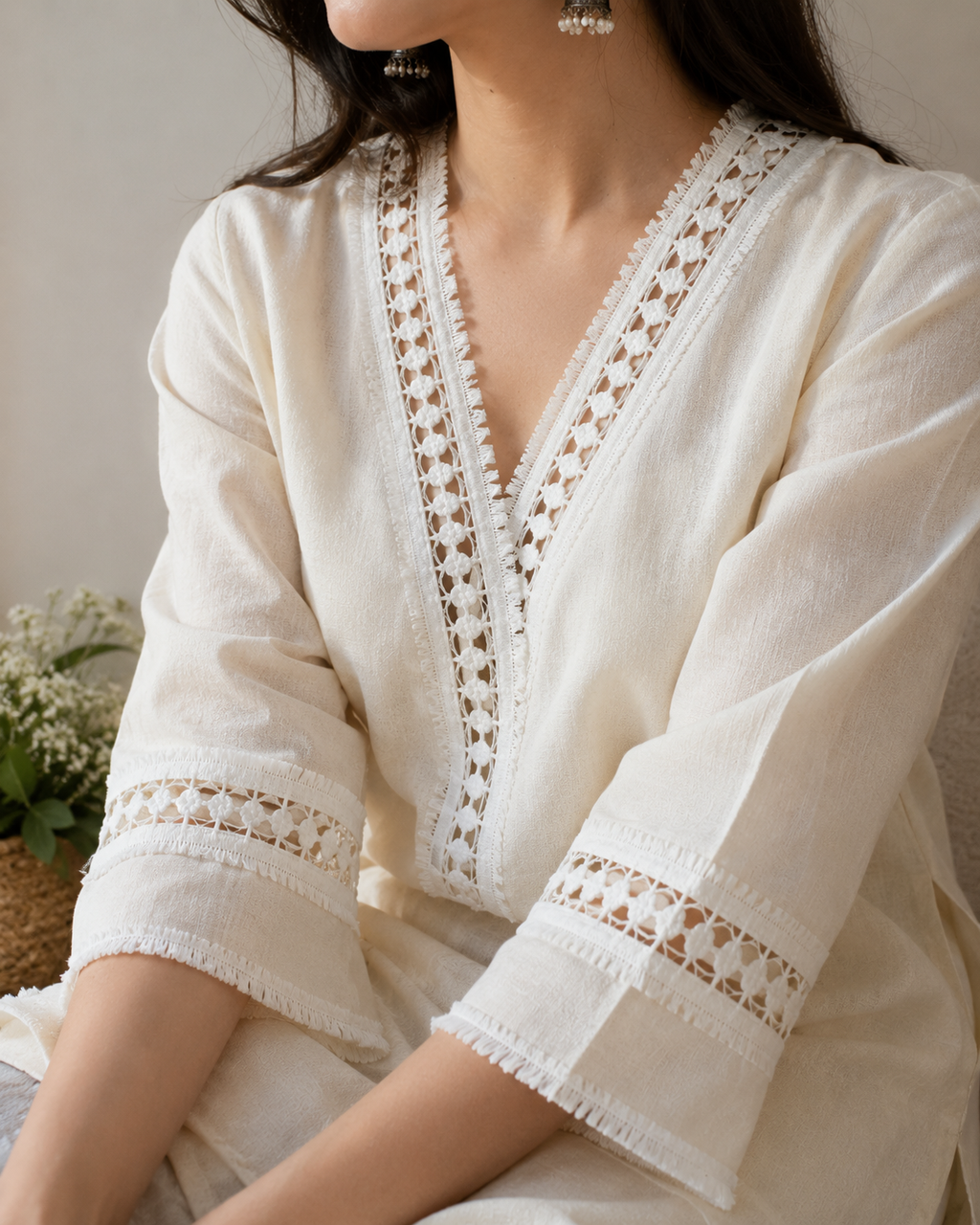 Guipure Lace Fringe On Both Sides (width-2”)