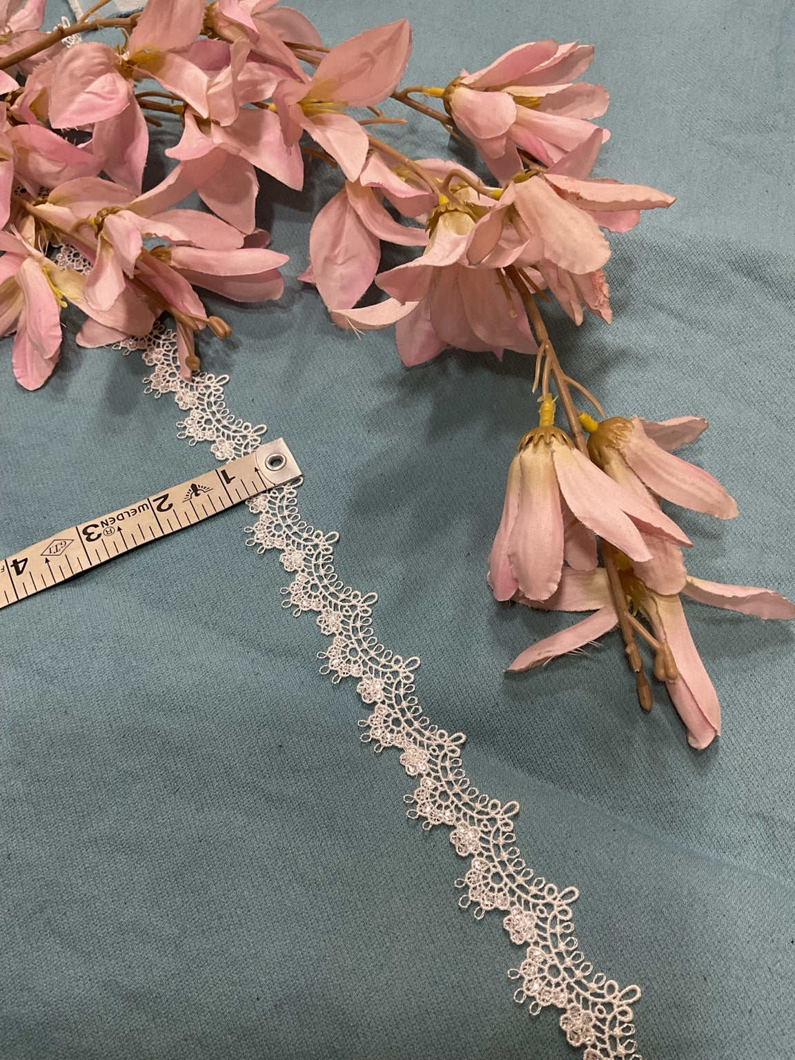 Guipure Lace - Delicate edging with sequins (width-1”)