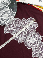 Net Lace - Floral Motifs Broad Lace with sequins (Width - 6 inch )