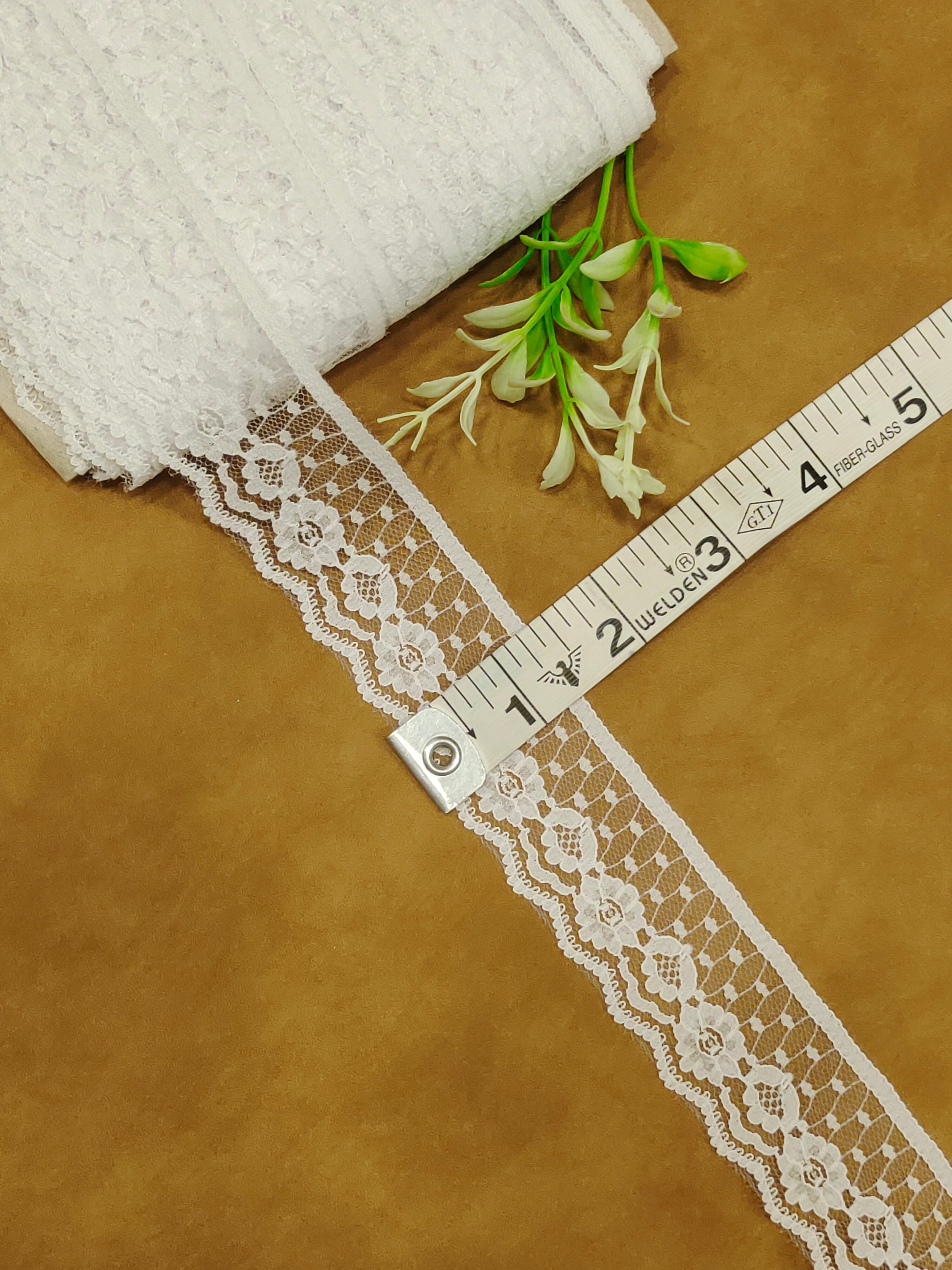 Raschel Lace - Small abstract floral Nylon Lace (Width - 1.25 inch )