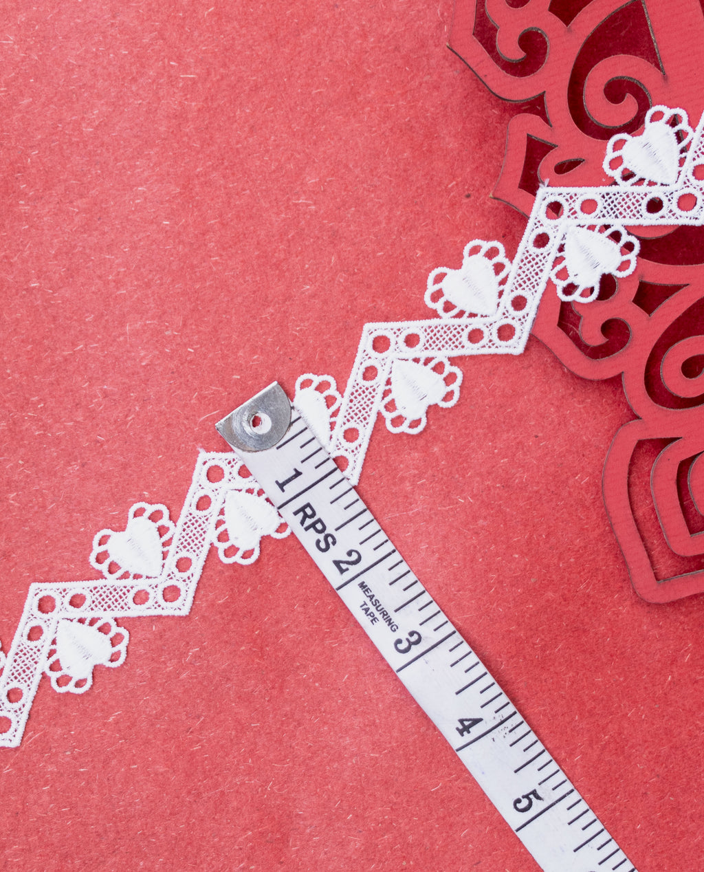 GPO Lace - Heart Motifs on Chevron Pattern (Width - 2 Inch)