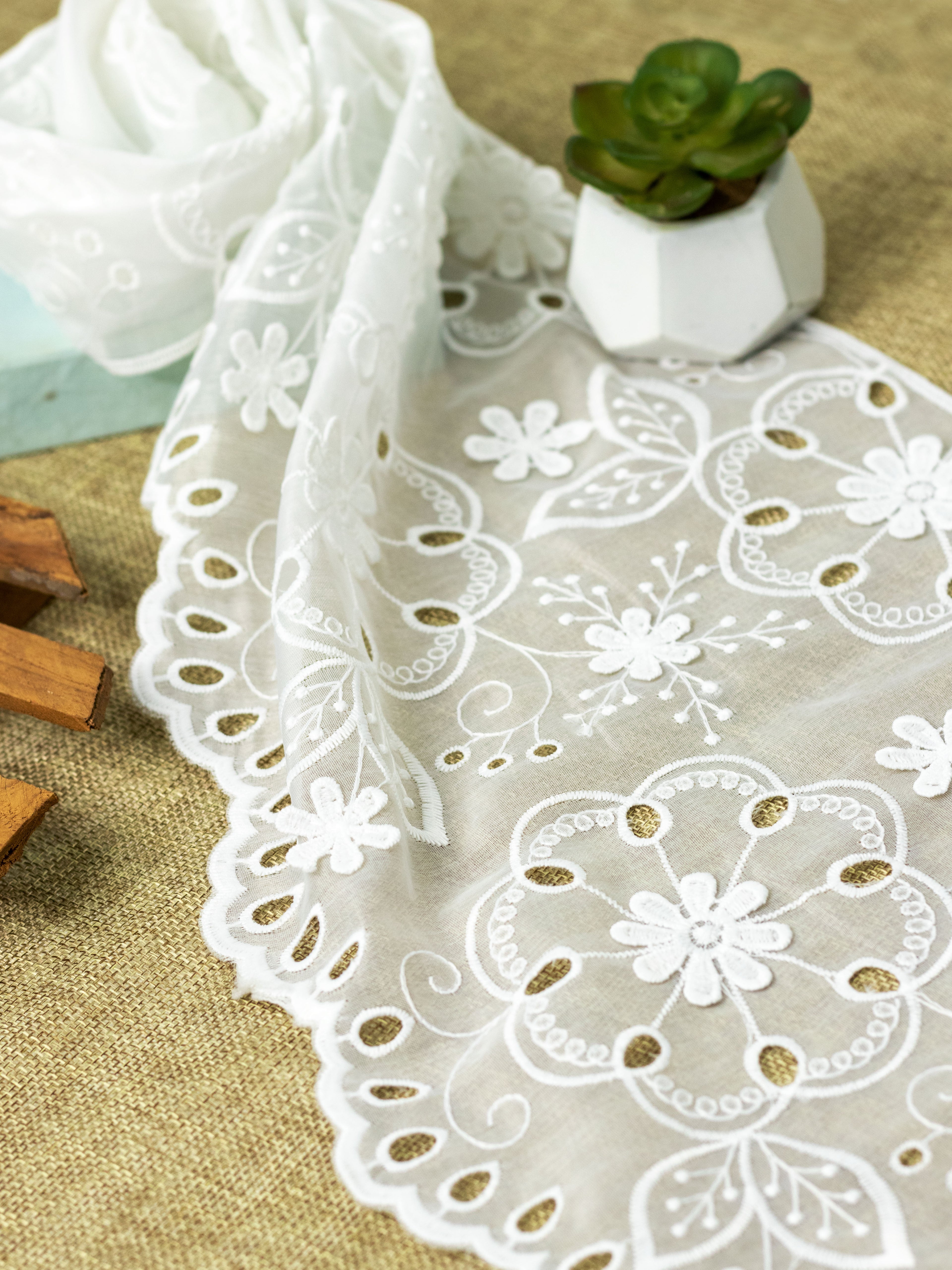 Net Lace - Georgette Cutwork floral Lace (Width - 10 inch)