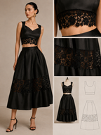Guipure Lace - Broad floral shining Black Border (width-14.5”)