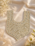 Ivory Embroidered Kurti Front Neck Panel with Sequin & Thread Work