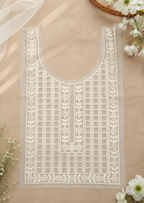 White Embroidered Kurti Front Neck Panel with Thread & Sequin Work