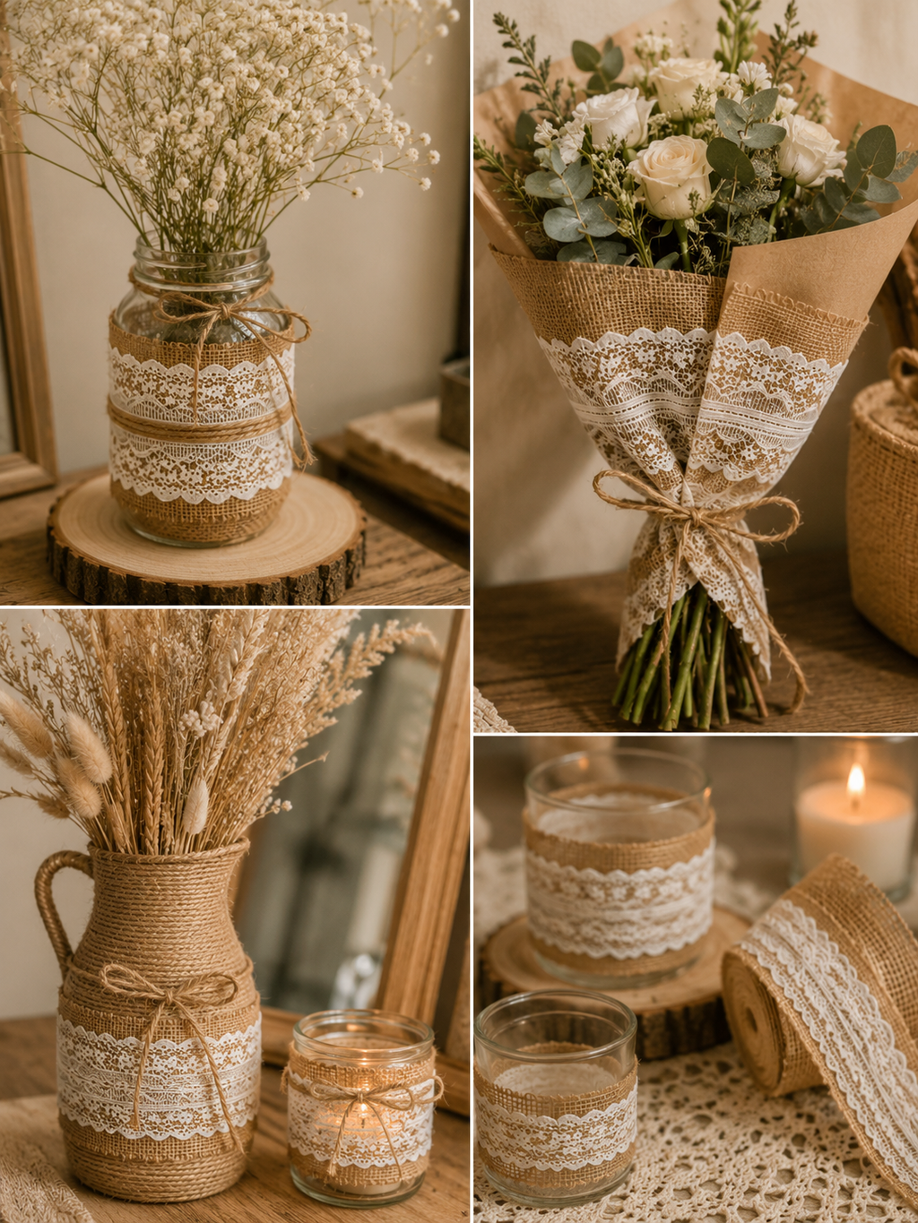 Rustic Net Lace on Burlap Belt