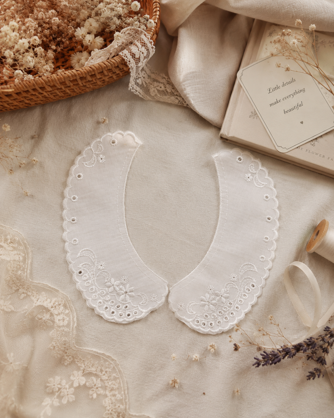 White Embroidered Collar Lace Applique Pair