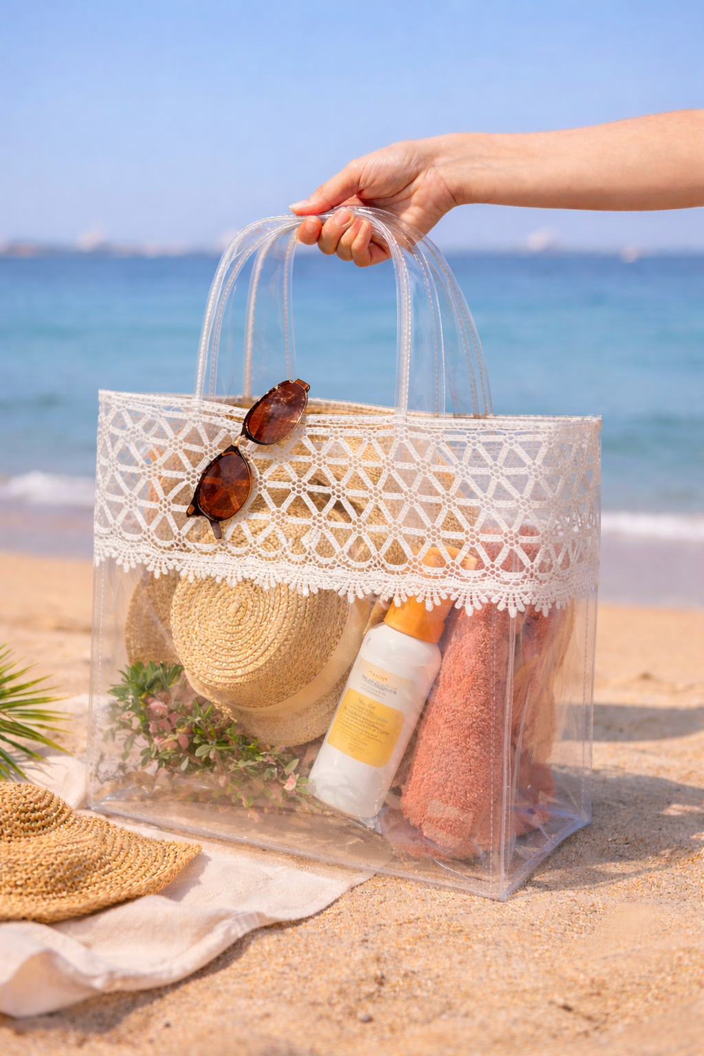 Transparent Lacey Multipurpose tote bag
