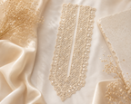 White Embroidered Neckline Lace Patch with Mirror Work