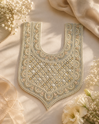 Ivory Embroidered Kurti Front Neck Panel with Sequin & Thread Work
