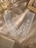 White Butterfly Embroidered Collar Lace Applique Pair