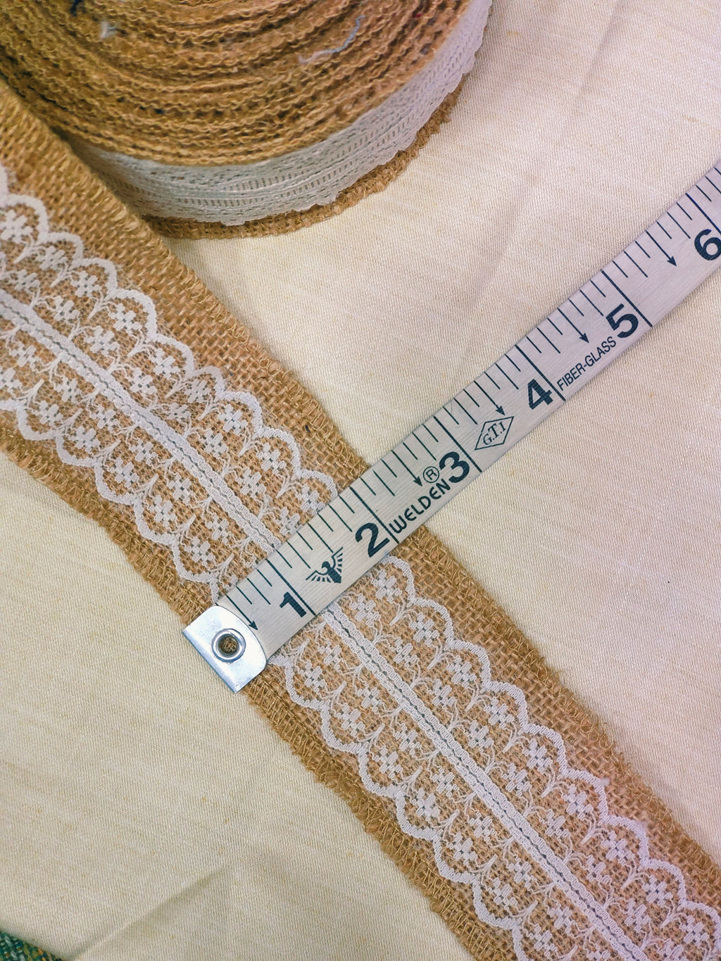 Rustic Net Lace on Burlap Belt