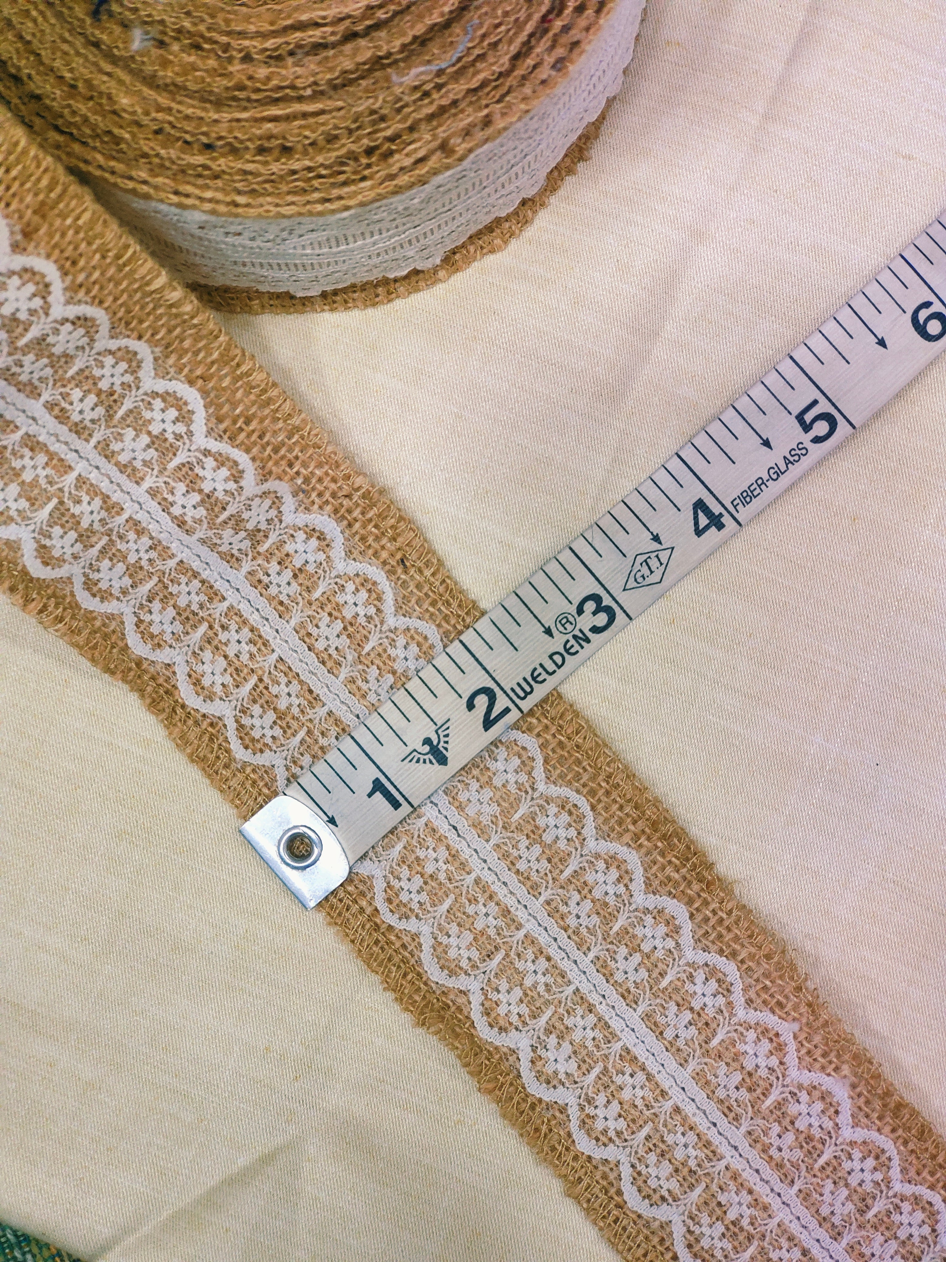 Rustic Net Lace on Burlap Belt