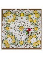 Sunflower Floral Lace Embroidered Square Table Cover (34 × 34 Inch)