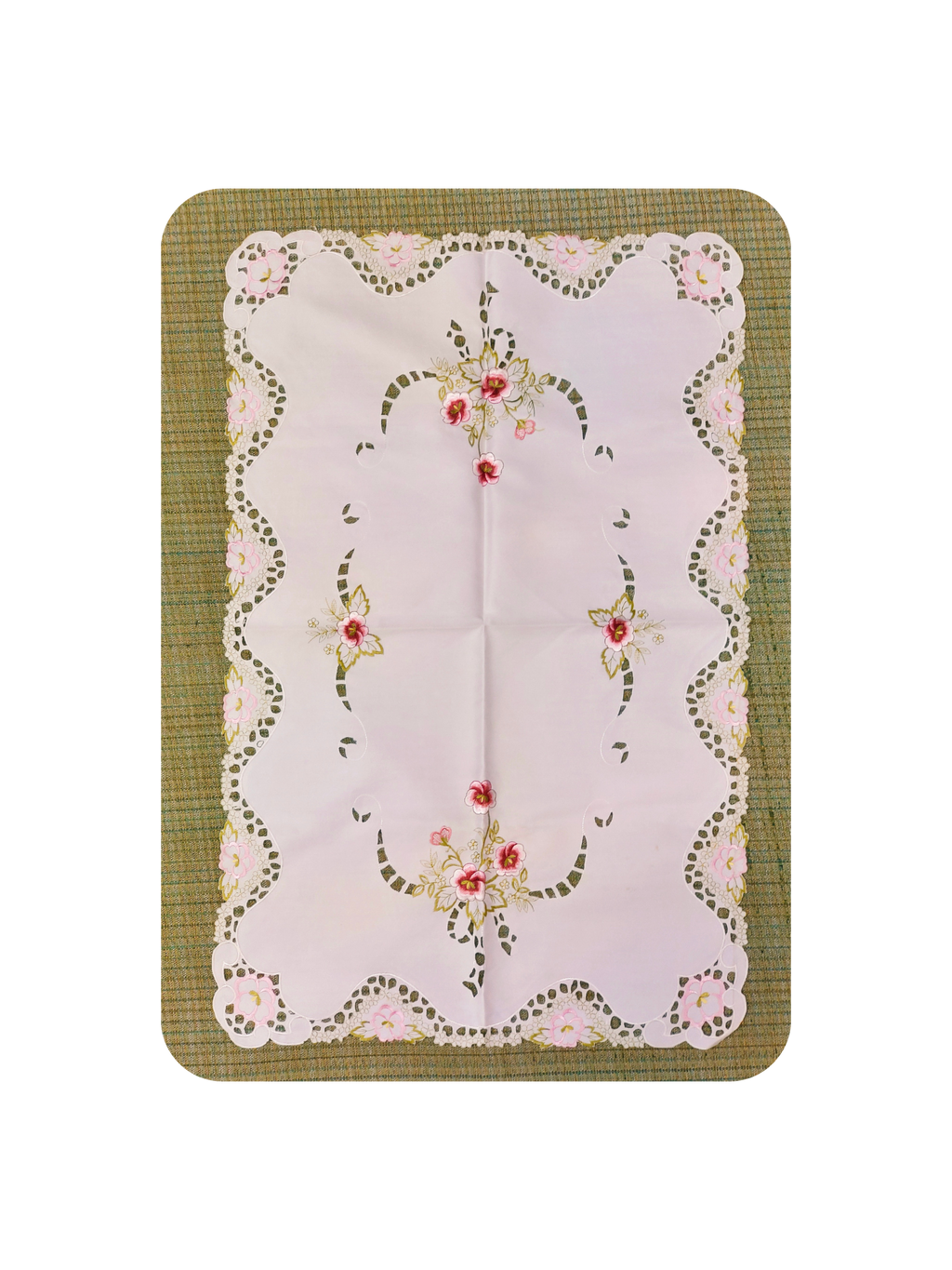 Floral Lace Embroidered Table Runner / Center Table Cover (34 × 22 Inch)