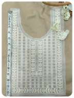 White Embroidered Kurti Front Neck Panel with Thread & Sequin Work