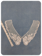 White Embroidered V-Neck Collar Lace Applique Pair with Sequin & Stone Wo