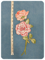 Pink Rose Floral Embroidered Patch Applique