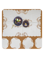 Elegant White Lace Cutwork Table Mat & Placemat Set (7-Piece Set)  (1 Large Center Table Mat + 6 Small Circular Placemats)