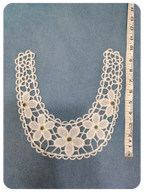 White Floral Embroidered U-Neck Lace Patch with Rivet Eyelet
