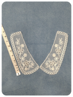 White Floral Embroidered Collar Lace Applique Pair with Loop Border