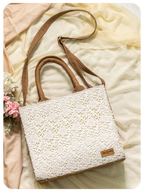 White Lacey Box Tote Bag