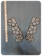 Black Floral Embroidered Collar Lace Applique Pair with Pearl Detailing
