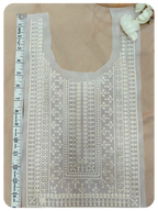 White Embroidered Kurti Front Neck Panel with Sequin Work