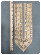 White Floral Embroidered V-Neck Lace Patch with Sequin Work