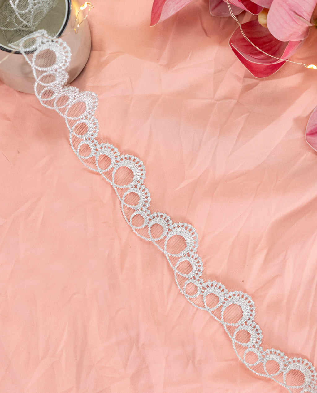 Silver Lace - Silver Swirls on net (Width - 1 inch)