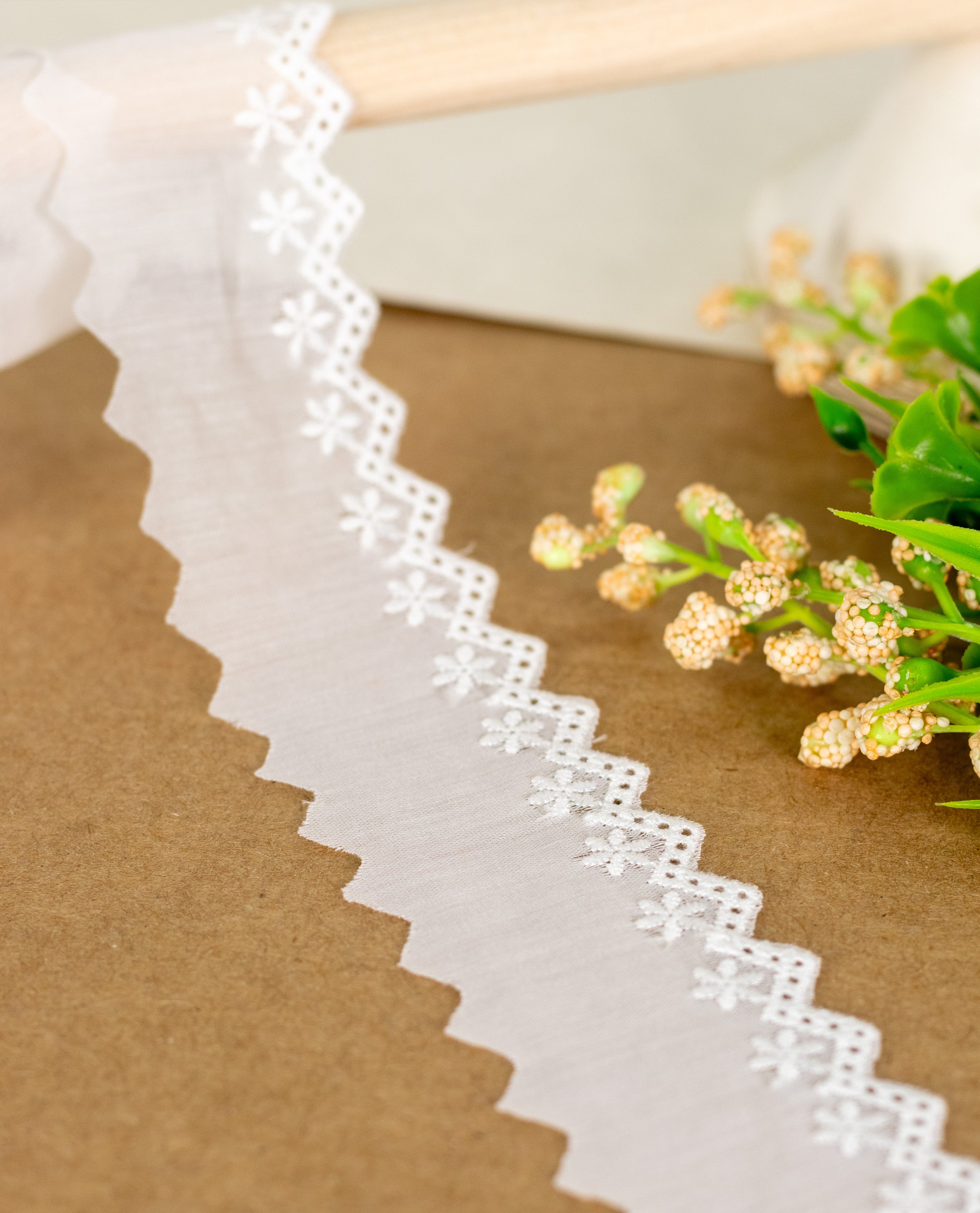 Cotton Lace - Small ZIgZag Edging Cambric Hakoba Lace (Width - 1.5 inch )