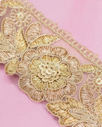 Gold Lace - Gold and Silver Zari Embroidered Roses (Width - 2 inch)
