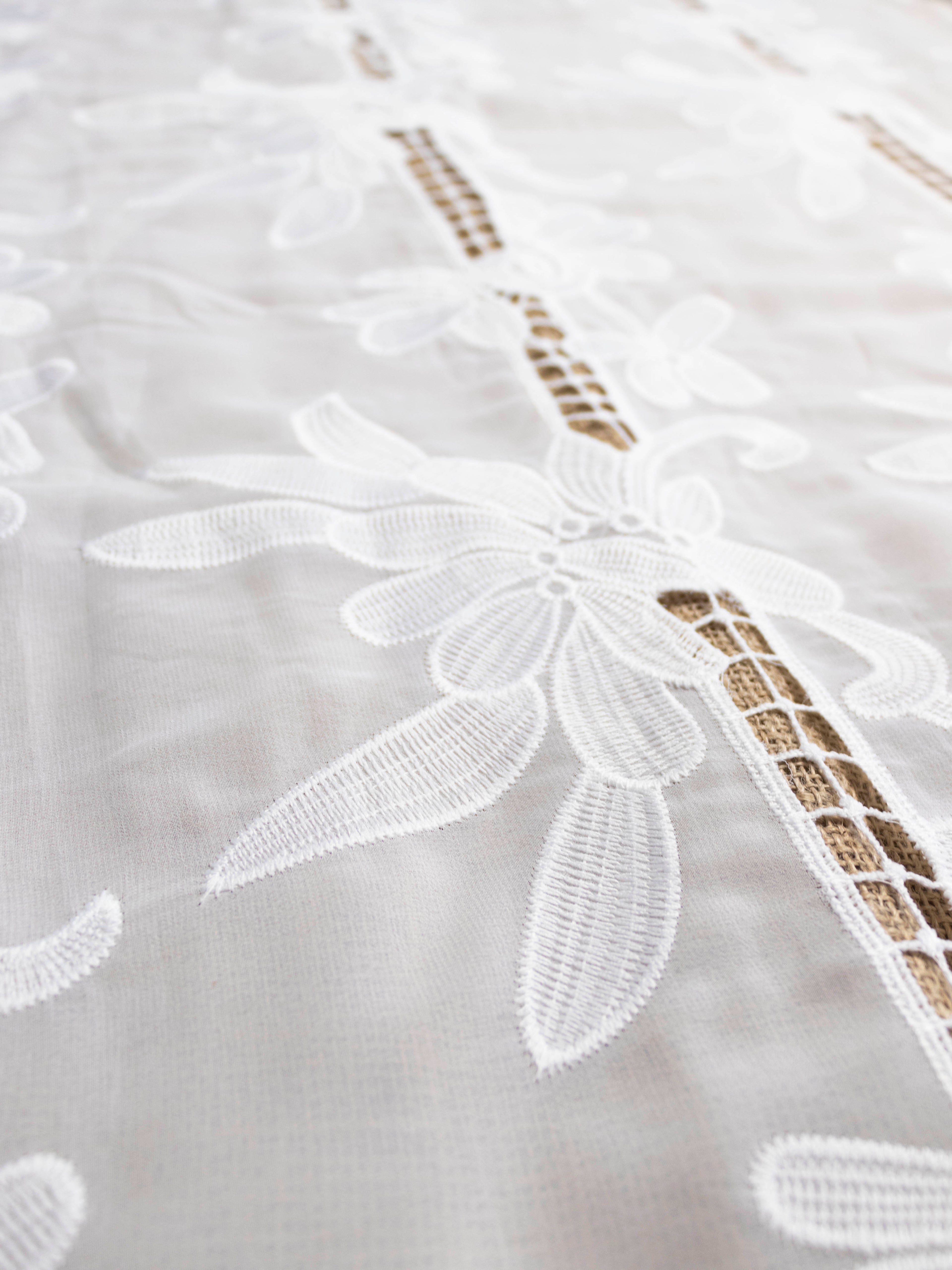 Lace Fabric - Embroidered Cutwork Georgette Fabric (Width - 60 inch)