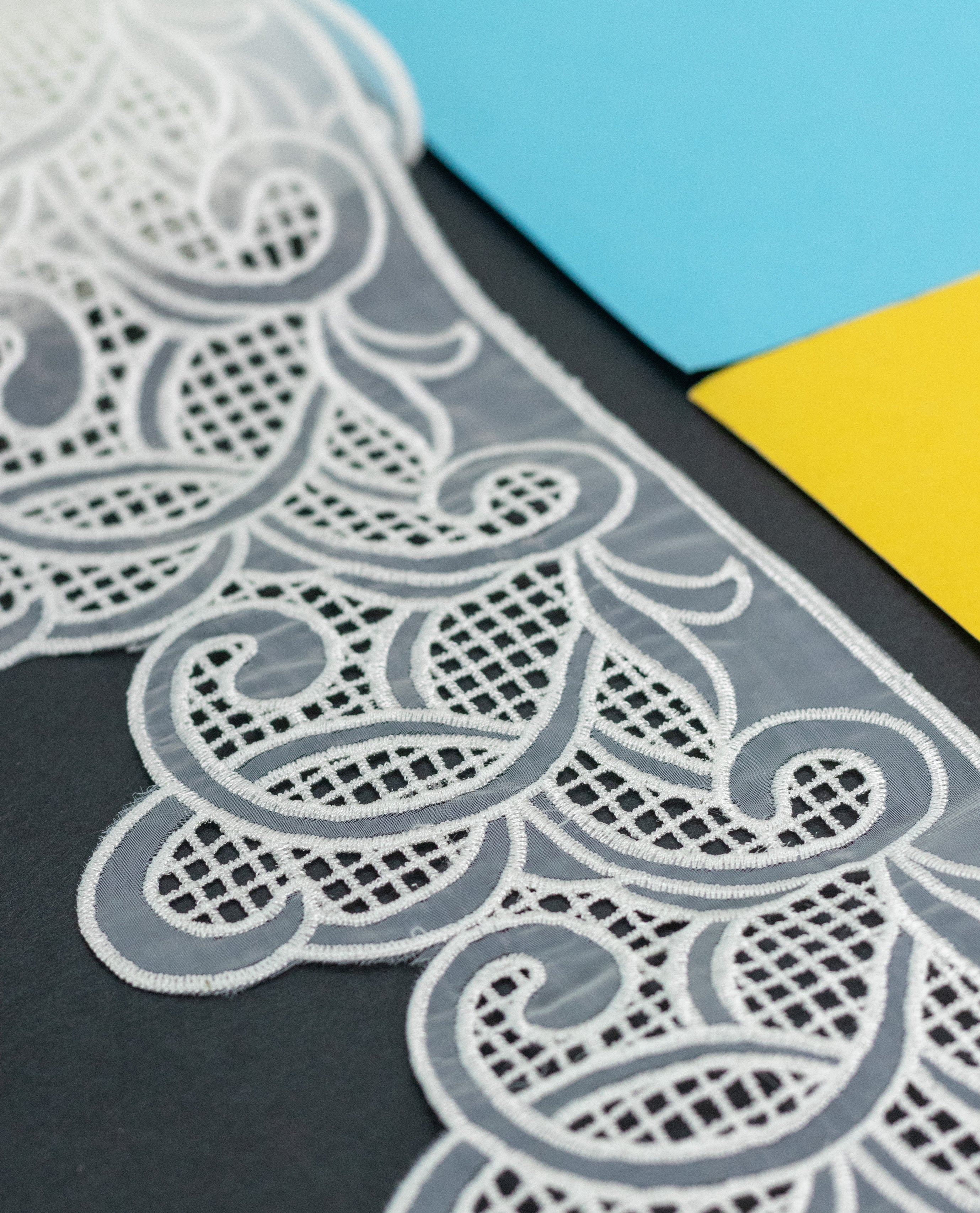 Organza Lace - Cutwork Swirl Organza Lace (Width - 5 inch )
