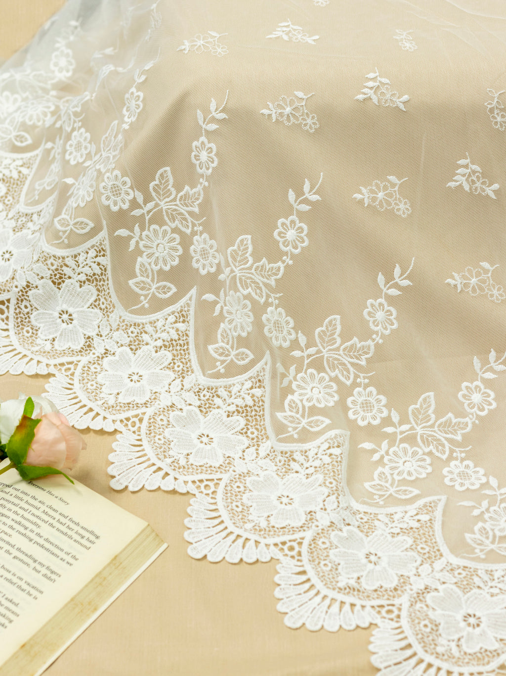 Net Lace - Broad Palla Scalloped lace (Width - 21 inch)