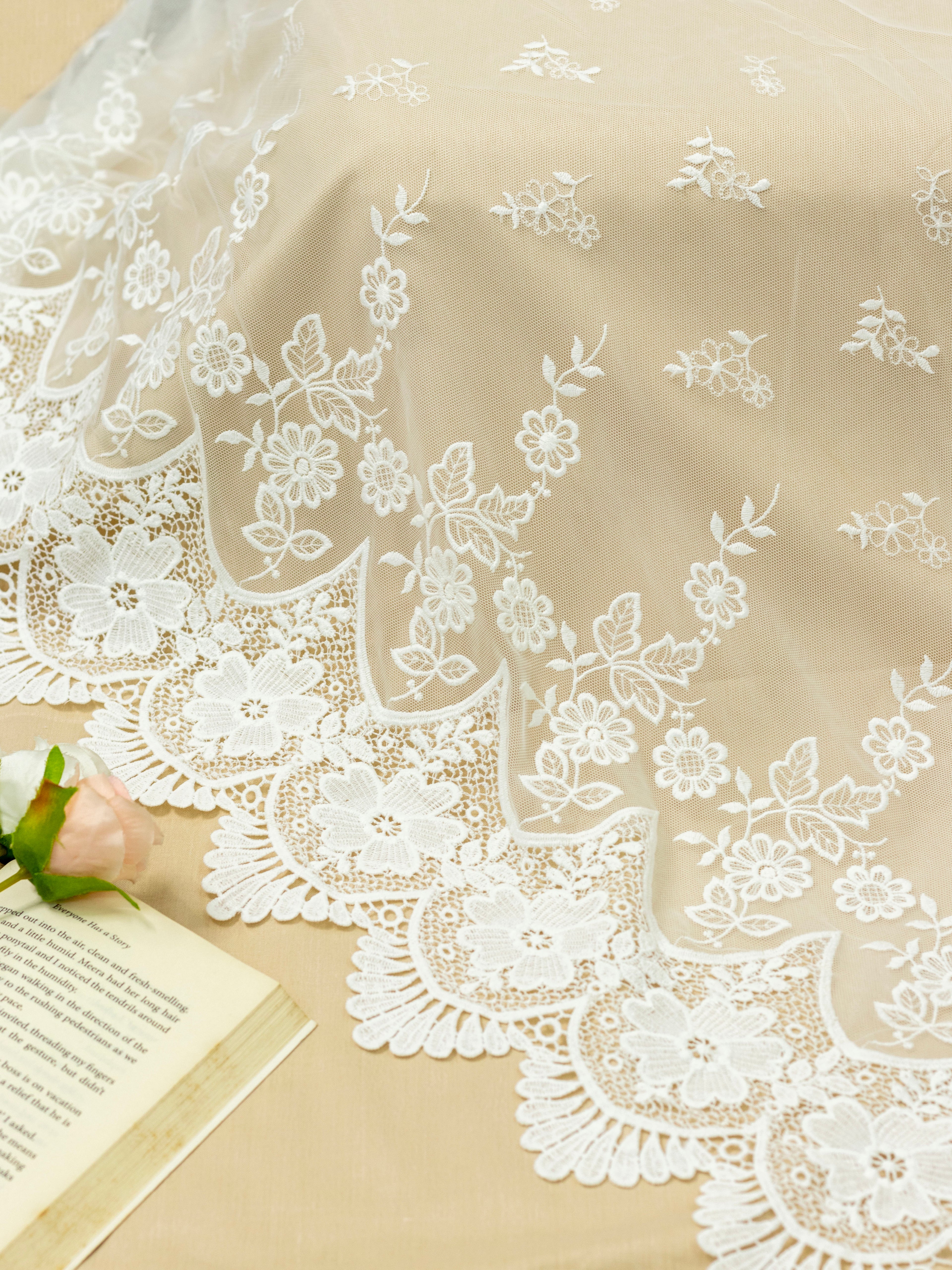 Net Lace - Broad Palla Scalloped lace (Width - 21 inch)