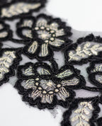 Net Lace - White/Black Cording lace with Gold Zari (Width - 5 inch)