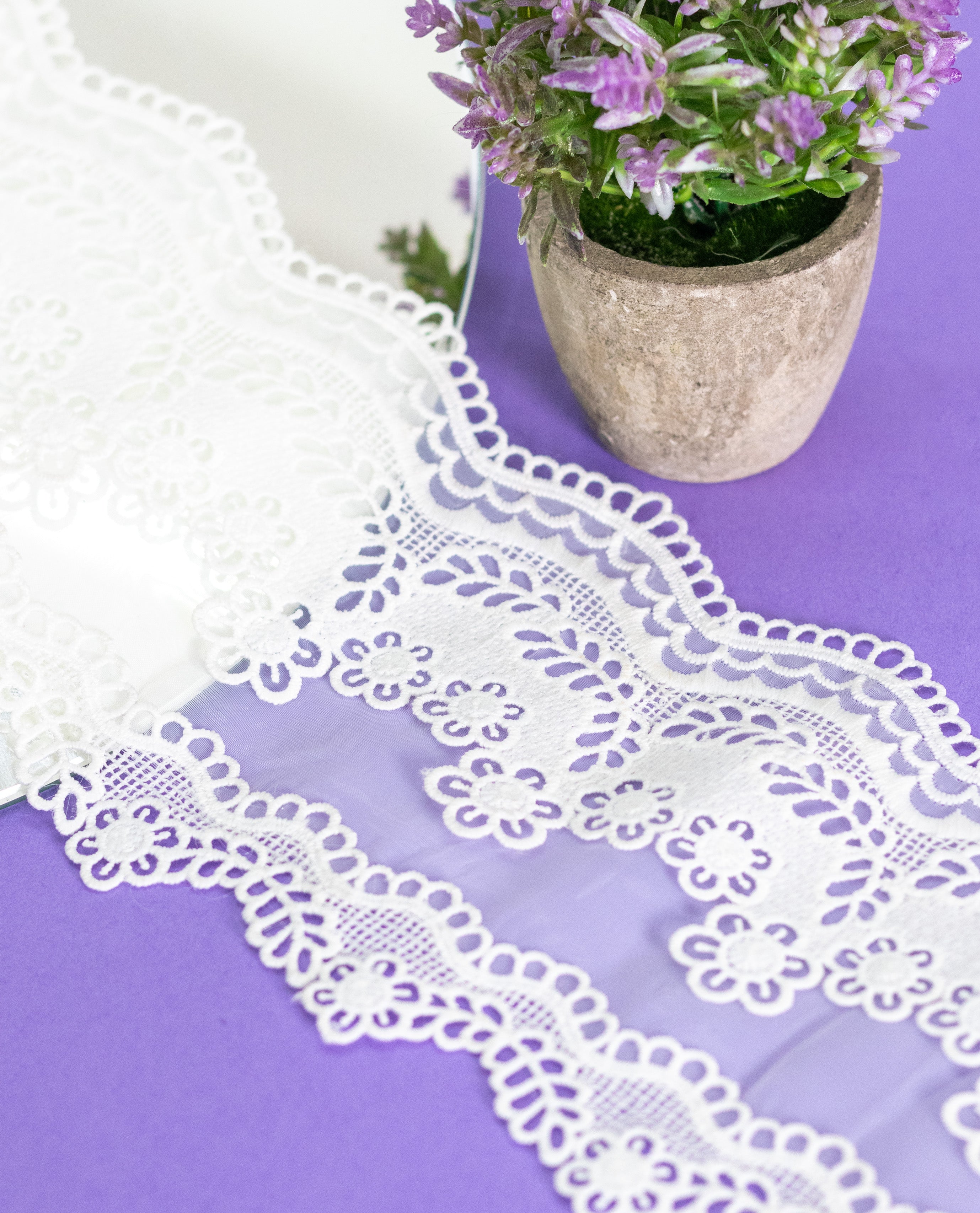 Organza Lace - Double Layered Floral organza lace (Width - 5 inch )